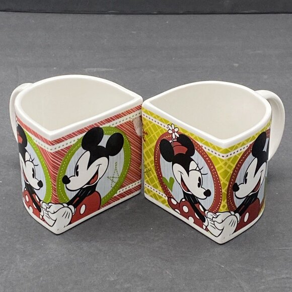 Disney Mugs Mickey And Minnie‎ Mouse Half Moon Set Of 2 Christmas 2011 - Picture 4 of 16